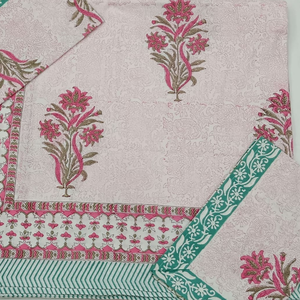 Jaipur Handmade <b>Block</b> Printed Intricate Floral Eco-Friendly Home <b>Bed</b> Sheet Set 3PC King Size 100% Cotton 200TC Machine Washable - Product Image 3