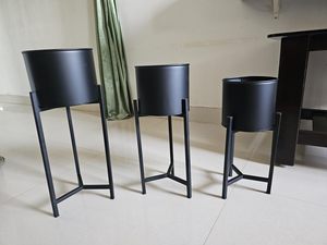 Jardinières en métal avec support pour plantes, base ronde noire, support de pot de fleurs pour intérieur et extérieur, support de jardinière en métal haut pour salon - Product Image 6