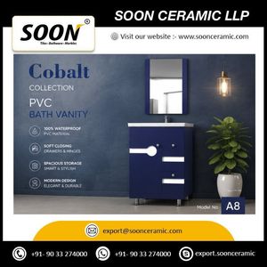 Waterproof Modern Hotel Bathroom Cabinet with Wood Grain Aluminum and Ceramic Basin <b>Vanity</b> Wall-Mounted <b>Mirror</b> Included - Product Image 5