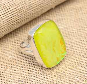 Anillo de Plata de Ley 925 con Gema de Ópalo Triple Amarillo, Joyería Hecha a Mano, Hermosa y Elegante para el Amor - Product Image 6