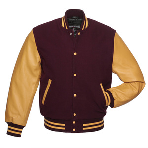 OEM Mens <b>Winter</b> Varsity <b>Jackets</b> Blank Plain Maroon Wool Body Genuine <b>Leather</b> Sleeves Chenille Letterman Baseball Custom <b>Jacket</b> - Product Image 4