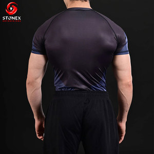 T-shirt de compression Superman pour homme à manches courtes, séchage rapide, performance, gym, fitness, imprimé devant, noir et bleu, services OEM - Product Image 5