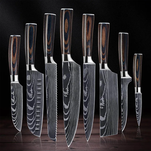 Juego de Cuchillos de Chef de Acero de Damasco al por Mayor, con Mango de Madera Hecho a Mano, Cuchillería Profesional de Cocina, Fabricante OEM al por Mayor - Product Image 1