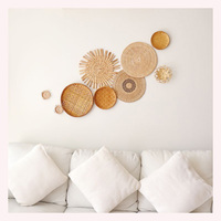 Platos Decorativos de Pared de Ratán Modernos Art Deco Ecológicos Hechos a Mano, Color Personalizado, Paquete Multipieza para un Hogar Sostenible