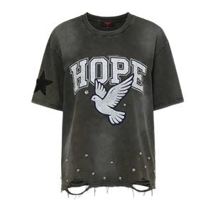 Camisetas Personalizadas de Alta Calidad con Pedrería, Estilo Urbano, Desgastadas, con Bolsillo, Impresión DTG, Lavado Ácido, para Hombre - Product Image 6