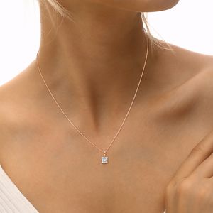 Pendentif en diamant taille princesse plaqué or blanc 10K, solitaire, cadeau de fiançailles pour bijoux en moissanite - Product Image 4