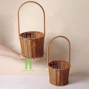 Panier en osier fait main écologique, sac de rangement suspendu tissé, pour courses, pique-niques, décorations de Noël, cadeaux, linge, du Vietnam - Product Image 6