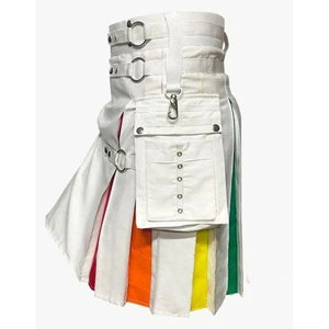 กระโปรงยูทิลิตี้ไฮบริดสำหรับผู้หญิง สีขาวลายสายรุ้ง พร้อมสายไนลอน กระเป๋าจีบ โอริง กระโปรงเด็กผู้หญิง 2026 - Product Image 2