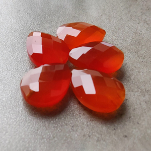 Carnelian naturel, taille briolette, coupe checker, forme poire, calibré, qualité AAA+, pour la fabrication de bijoux - Product Image 5