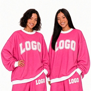 Sudadera Oversize para Mujer, Color Azul Claro, Cuello Redondo, con Logotipo Rojo Estampado, Manga Larga, Tejido de Algodón, para Otoño - Product Image 3
