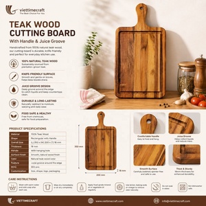 Ensemble de planches à découper rectangulaires en bois avec poignée, pack combiné multi-tailles Viettimecraft en gros - Product Image 4