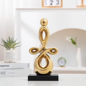 Escultura Metálica Cúbica Geométrica Dorada, Decoración de Mesa Moderna y Minimalista para Hogar u Oficina - Product Image 3