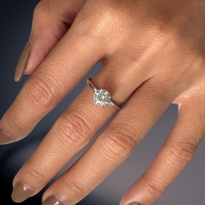Bague en or blanc 18 carats avec diamant brillant de 1,25 carat certifié IGI, cultivé en laboratoire, couleur F, VS1, bijoux de luxe pour femmes, fiançailles, mariage - Product Image 1