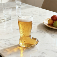 Verre à bière créatif transparent de 300 ml en forme de botte, double paroi isolée, durable, sans BPA, compatible lave-vaisselle, vente en gros