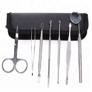 Premium 7 Piece Stainless Steel Blackhead Remover Kit Professional Facial Extraction <b>Tools</b> for Skin Care Use - Product Image 1
