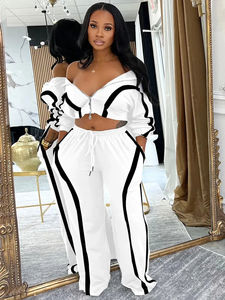 Conjunto Deportivo Casual de 2 Piezas para Mujer, Chaqueta de Manga Larga, Pantalones Deportivos, Atuendo Deportivo Informal para el Día a Día - Product Image 4