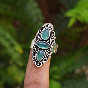 Natural Green Onyx Handmade <b>Ring</b> 925 Sterling Silver Gemstone Jewelry Designer Statement <b>customization</b> <b>Ring</b> for Women Gift - Product Image 2