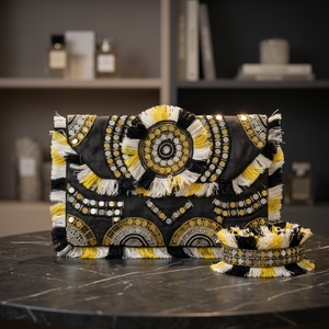 Handmade Beaded Envelope Clutch Bag Fringe <b>Sequin</b> Crossbody Messenger Purse for Women Party Travel - Product Image 1