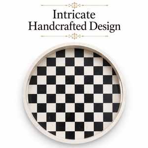 Artisan Bone Inlay Round Decorative Vanity Storage <b>Tray</b> with Handcrafted Mosaic Detailing for <b>Perfume</b> Bottles, Candles & Luxury - Product Image 6