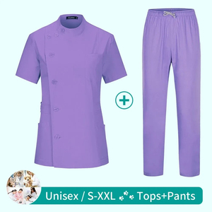 Women's Teal <b>Scrub</b> <b>Top</b> With Front Buttons And Pockets Hospital Uniform Woven Cotton Polyester Material - Product Image 2
