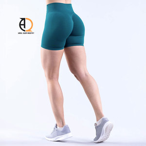 High Quality Custom Workout Shorts for Women High <b>Cross</b> Waist Scrunch Butt Lifting Tummy Control Yoga Athletic Biker Shorts - Product Image 2