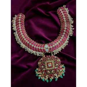 Sangeetha Jewellers <b>Silver</b> 92.5 Kundan <b>Necklace</b> - Product Image 1
