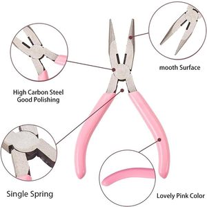 Pince à bec effilé de 4,5 pouces pour la réparation de bijoux, le bobinage de fils et les projets d'artisanat DIY, outil à poignée rose - Product Image 3