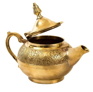 Dallah pour la restauration, théière arabe, bouilloire, finition plaquée or, cafetière en laiton, théière en métal, article très vendu - Product Image 5