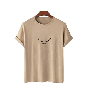 T-shirt pour homme 100% coton avec logo personnalisé, qualité luxe, côtes, col en O, oversize, épaules tombantes, stock de t-shirt vierge pour homme - Product Image 3