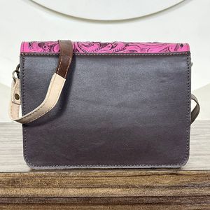 2025 Trending Colorful Tooled Leather Crossbody Bag Luxury Genuine Leather Western Retro Style Floral Handbag Purse For Women - Product Image 5