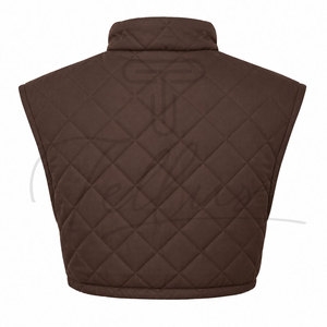 Veste matelassée courte sans manches légère et imperméable coupe-vent à col montant zippé pour femme – Grande Vente - Product Image 2