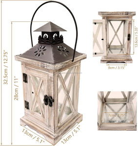 Wooden Decorative <b>Lantern</b> <b>Candle</b> Holder Rustic Farmhouse Wedding Centerpiece <b>Lantern</b> for Table Mantle Wall Hanging Display - Product Image 2