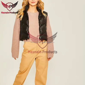 Chaleco acolchado de invierno sin mangas de longitud larga para mujer Premium bordado personalizado/impresión de cuero genuino exterior al por mayor chaleco personalizado - Product Image 4