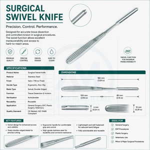 Instrumentos de cirugía plástica ENT, cuchillo giratorio en forma de bayoneta, cuchillo quirúrgico manual de 19.5 cm, herramientas quirúrgicas con certificación CE - Product Image 6