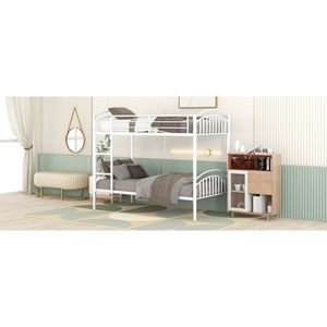 Letto a Castello in Metallo con Due Letti Singoli Divisibili, Bianco-MF280424AAK - Product Image 5