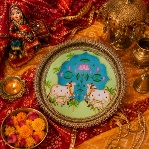 Ensemble de thali traditionnel indien pour pooja, fait main, plateau décoratif pour aarti, décoration ethnique pour la maison, cadeaux de mariage, cadeaux de remerciement pour mariage - Product Image 3