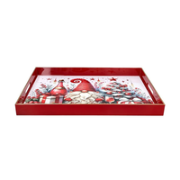 Plateau de service de Noël décoratif en laque de luxe moderne avec poignées pour table basse, en gros, du Vietnam