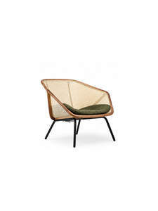 Silla de Comedor Moderna de Estilo Mid-Century, de Ratán, con Tapicería de Lino, Estructura de Madera y Patas de Metal, para Interiores y Exteriores - Product Image 2