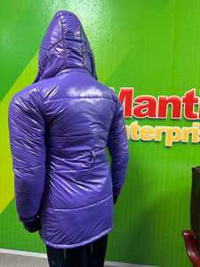 Veste d'hiver matelassée pour femme Mantic Enterprises, couleur violette, à capuche, manches longues, épaisse, chaude, en cuir véritable, imprimé animal, cachemire - Product Image 4