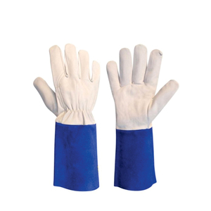 Holy Signs International HSI-1450 Extra Long Leather Welding <b>Gloves</b> Red/Yellow Fleece Lined Molten Metal Splash Test <b>Type</b> B - Product Image 5