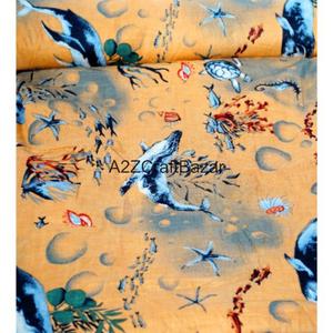 Tissu 100% Coton Écologique Tissé Séchage Rapide Respirant Léger Imprimé au Bloc Fil 60S/60S Style Croisé Femme Fille Rajasthan - Product Image 4