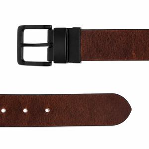 Ceinture en cuir réversible pour homme, noir et marron, double face, ceinture de costume, boucle à ardillon rotative, logo personnalisé, vente en gros pour hommes, OEM ODM - Product Image 2