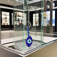 Porte-clés en verre bleu et fer, motif œil protecteur, fait main, formes variées, amulette, taille personnalisable, simple, 5 pièces/sac, idéal pour offrir
