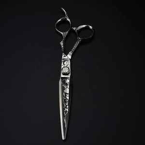 Professional <b>Left</b>-<b>Handed</b> Damascus Pattern Stainless Steel Long Handle 30 Teeth Hairdressing Barber <b>Scissors</b> Fashion Design Hair - Product Image 5