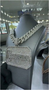 Nuevo Collar Personalizado con Nombre, Estilo Hip Hop, Colgante Cuadrado Pequeño, Plata, Moissanita, Joyería Hip Hop - Product Image 3