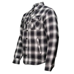 Chemise-veste en flanelle à carreaux noirs et blancs pour homme, avec patchs aux coudes, tissu de haute qualité, prix de gros et raisonnable - Product Image 2