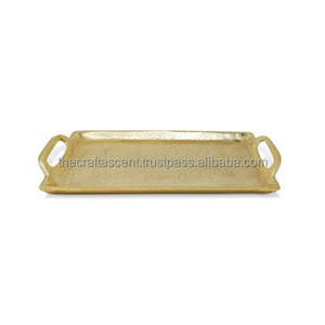 Vente en gros de plateau en métal doré en aluminium personnalisé de haute qualité plateau en métal de luxe de meilleure qualité pour la maison servant l'hôtel et le restaurant - Product Image 1