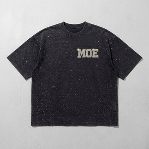 T-shirt Homme Streetwear Y2K Esthétique avec Logo Frontal Strass Scintillants, Lavage Vintage, Tissu Épais, OEM Hip Hop Bling, Effet Délavé à l'Acide - Product Image 3