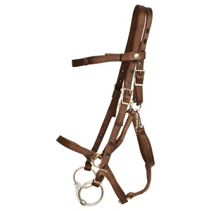 Bridon en nylon marron avec sangles réglables, quincaillerie et mors en acier inoxydable pour l'équitation western et l'équipement équestre - Product Image 1