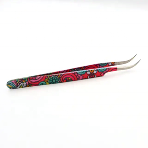 Pince à épiler pour extensions de cils de haute qualité, courbée à 75 degrés, couleur or rose, avec logo personnalisé - Product Image 4